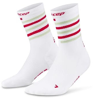 CEP - Laufsocken mit Kompression für Herren, Portugal Mid Cut Socks, mittellange Kompressionsstrümpfe, Größe III/M / 39-42, white/pink/lime