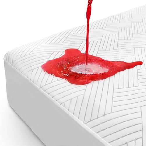 Matratzenschoner 140x200 cm Wasserdicht, Strapazierfähige und wasserdichte Bambus Matratzenauflage, Nässeschutz Bettlaken Spannbetttücher Optimaler Schutz & Atmungsaktiv & Waschbar