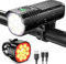 Monkey Home Fahrradlicht Superhell, LED Fahrradscheinwerfer und Rücklicht Set für Nachtfahrten, 8+7 Modi & robuste Aluminiumlegierung Fahrradlicht, IP65 wasserdicht & USB wiederaufladbar