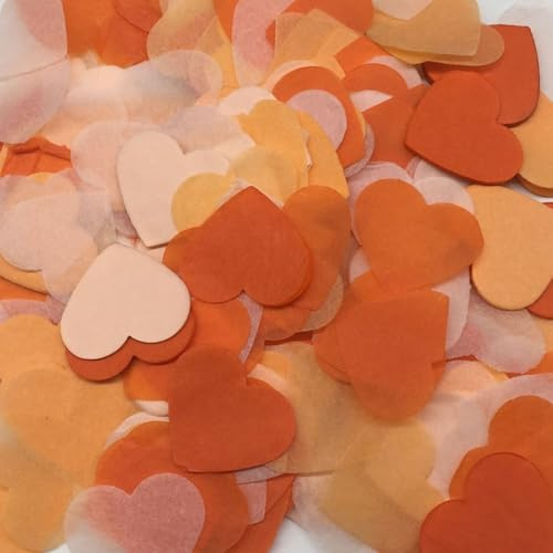 Wambere Confettis en forme de cœur, 30 g, orange, pour mariage, anniversaire, Saint-Valentin, fête prénatale, papier, cœur, environ 2,5 cm