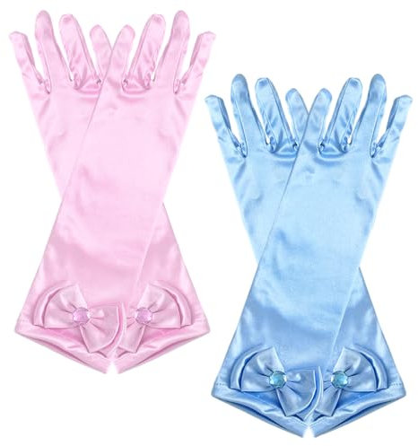 CHROMACRAFT 2 Paar Kinder-Bogenhandschuhe, Prinzessin-Langhandschuhe, Party-Performance-Requisitenhandschuhe, Einfache Einfarbige Handschuhe, Maskerade-Zubehör