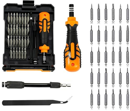 Small Screwdriver Set By JAKEMY, 33 in 1 Precision Screwdriver Kit, Magnetic Replaceable Screwdrivert Bits Repair Tool Kit Opening Tool and Tweezer for Phone Cellphone PC Electronics