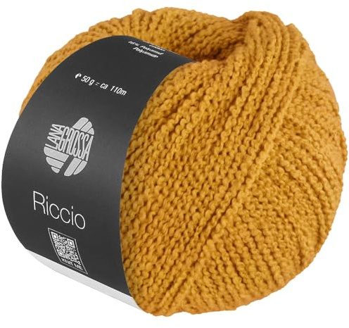 LANA GROSSA Riccio | Kuschelweiches, strukturiertes Garn aus Pima Baumwolle | Handstrickgarn aus 84% Baumwolle & 16% Polyamid | 50g Wolle zum Stricken & Häkeln | 110m Garn FB 18