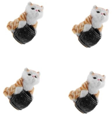 Operitacx 4 Pièces Porte-stylo Chat En Peluche Pour Chat Gadgets De Cuisine Décor Joli Porte-stylo Design Chat Pot à Crayons En Forme D'animal Mini Peluches Orange Coton Pp