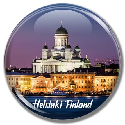 Nogytize 3D Fridge Magnet for Helsinki Finland City Glass Crystal Travel Souvenir Refrigerator Decor Sticker