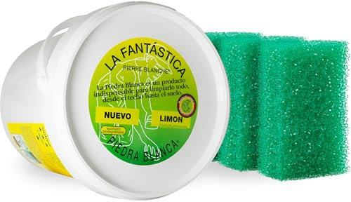 La Fantástica Piedra Blanca (1500 g) | Arcilla de Limpieza Multiusos | Fórmula Original Alemana | Limpia, Pule y Protege + 3 Esponjas de Regalo