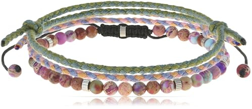 Made by Nami Set Stoff Armband Herren und Damen Perlenarmband Set in verschiedenen Farben Freundschaftsarmbänder Surfer Armband Boho Schmuck (Set 2)
