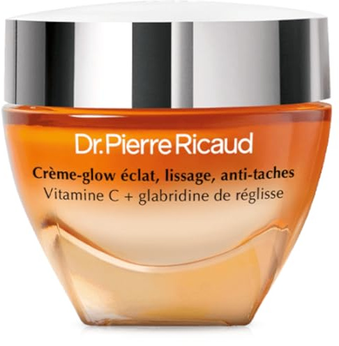 Dr Pierre Ricaud Creme-Glow Glanzcreme gegen Flecken, glättend, 40 ml | Wirkt gut aus, stabilisiertes Vitamin C, Süßholzglabridin, alle Hauttypen, Anti-Aging-Pflege für Damen