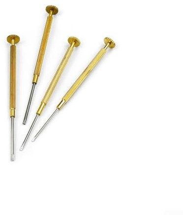 Zilimontt Juego de 4 destornilladores de hoja plana de 0 a 0,6 mm para reparación de relojes y teléfonos móviles con construcción de cobre