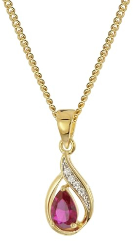 trendor Damen-Anhänger Gold 333 synthetischer Rubin an vergoldeter Kette