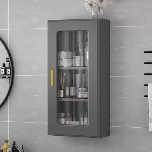 EYRMQWJPC Vitrine de collectionneur, Armoire Murale à Porte en Verre, 2 ou 3 Niveaux, for Salle de Bain, Cuisine, Rangement, Gris, Blanc, Plusieurs Tailles