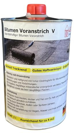 Bitumen Voranstrich V 1L – Haftgrund für Bitumenbahnen & Abdichtung – Grundierung für Dach, Keller & Fundament – schnelltrocknend & haftstark – innen & außen