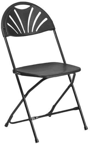 Zymjzbetic Foldable Chair 10 Garden Outdoor Portable White Plastic Resin Fan Back Folding Chair For Wedding Party Events(Black)