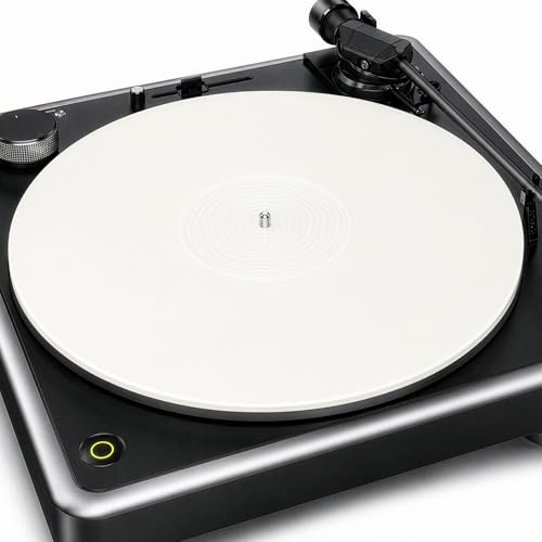 Acrylic Turntable Slipmat 12 Inch Record Player Mat 30 cm Diameter 3 mm Thick Vinyl Platter Mat for LP Decks and HiFi Audio Setup (White)