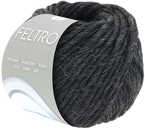 LANA GROSSA Feltro | Filzgarn für Kreativhandwerk, vielseitig, hochwertige Wolle zum Nass- und Trockenfilzen | Handstrickgarn aus 100% Schurwolle | 50g Wolle zum Stricken & Häkeln | 50m FB 25