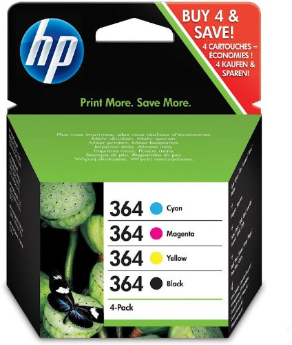 4 Original HP364 Tintenpatronen (cyan/magenta/gelb/schwarz) für Photosmart Premium C309 N