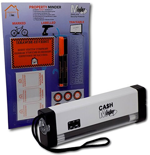 Minder Ultimate Property Marking Kit Ultra Violet Lamp Torch UV Ink Pen Pack