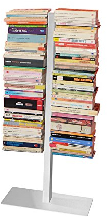 Radius Design Booksbaum Doppel Stand klein Weiss – Standregal aus pulverbeschichtetem Stahl, 91 cm hoch, platzsparendes Bücherregal mit Fuß & Einlegeböden, modernes Design (716B)