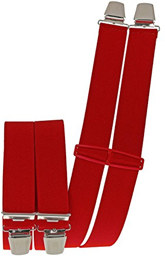 Harrys-Collection Herren Hosenträger 4 Extra Starken Clips uni, Farben:rot