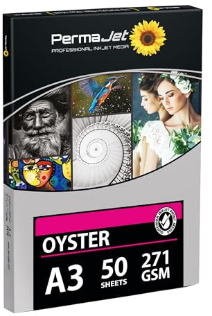 PermaJet Oyster 271gsm | A3 50 Sheets | Inkjet Semi-Gloss/Lustre Printer Photo Paper