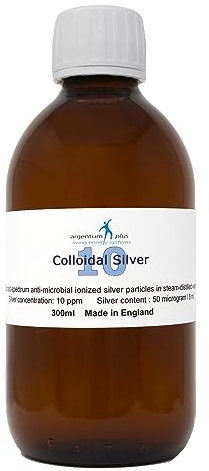 argentum plus - Colloidal Silver 10 ppm - 300 ml - Clear Liquid in Amber Glass Bottle