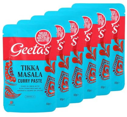 Geeta's Tikka Curry Paste 80g (Pack of 6)| The Real Flavour of India | A Medium Tikka Curry Paste with Tomatoes and Exotic Spices | Gluten Free, No Artificial Flavours or Colours
