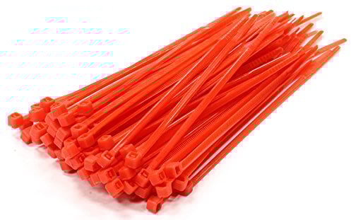 100 Red Cable Ties, Strong Nylon, 100mm x 2.5mm