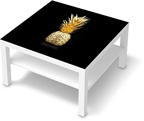 Möbelfolie selbstklebend passend für IKEA Lack Tisch 78x78 cm I Möbelaufkleber - Möbel-Sticker Aufkleber Folie I Deko Wohnung für Schlafzimmer und Wohnzimmer - Design: Goldenes Früchtchen
