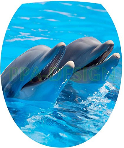 PPA DESIGN Dolphins Vinyl Toilet Seat Lid Sticker - White, Waterproof, Made in France