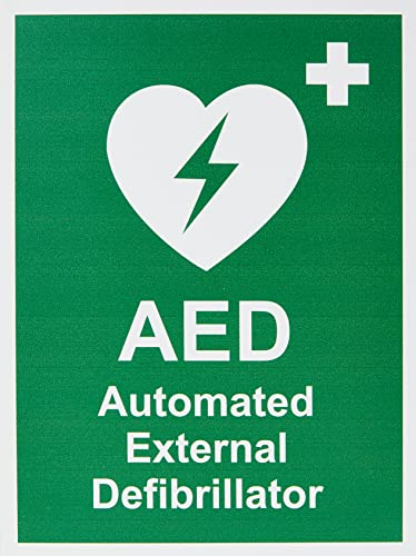 Seco AED Schild, automatisierter externer Defibrillator, 150 x 200 mm, 1 mm, halbstarrer Kunststoff