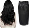 Beyond Your Thought Clip in Extensions Echthaar, 100% Remy Echthaar für haarverlängerung echthaar glatt Haarteile für Komplette Kopf, #1, Schwarz, 50cm, 160g/10 Stück