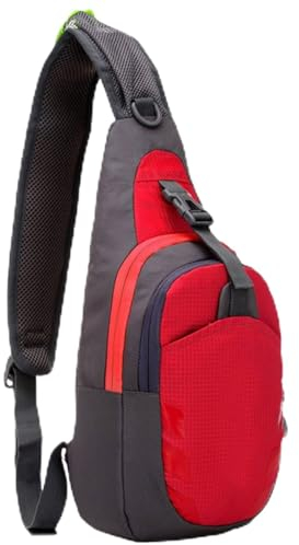 UOOOM Multifunktions Umhängetasche Schleuder Tasche Chest Pack Outdoor Sportarten Reisen nylon fabric Umhängetasche (Rote)