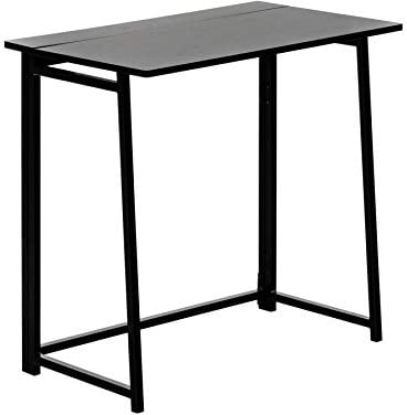 Harbour Housewares Deluxe Wooden Folding Desk - 80cm - Black - PC Computer Workstation Contemporary Laptop Space Saving Foldable Wooden Desk for Study, Offices