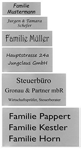 ID Briefkastenschild mit Gravur nach Wunsch Namensschild Türschild Edelstahl in 6 Größen (80x25 mm)