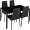 TecTake® Set di Mobili per Sala da Pranzo, 4 Sedie in Similpelle Resistente, Tavolo con Piano in Vetro, Design Moderno, Piedini SalvaPavimento, Ideale per Cucina e Soggiorno - Nero