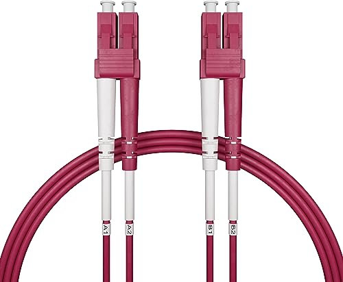 nexinex - 2m OM4 Glasfaserkabel LC/UPC auf LC/UPC Patchkabel | Duplex Multimode Glasfaser LWL Lichtwellenleiter Kabel LC/LC