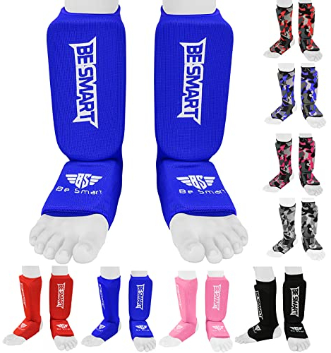 Espinilleras para niños, para empeine, artes marciales mixtas, protectores de pies, Muay Thai, kickboxing, (azul, XXXS (de 3 a 8 años)