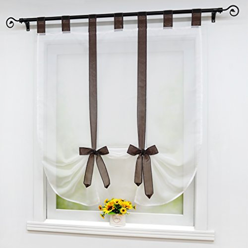 Joyswahl Raffrollo Voile Bindegardine mit Schlaufen »Adele« Unifarbige Gardinen BxH 120x140 Kaffee 1er Pack