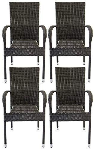 Avanti Trendstore - Agordo - 4er Set Stapelbare Stühle aus Polyrattan, witterungsbeständig und robust. Ideal für den Garten oder Terrasse.Maße: BHT 56x94,5x62 cm (4er Set).