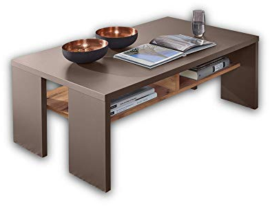 Stella Trading FUN PLUS 2 Couchtisch in Basalt mit Eiche-Dekor Boden - hochwertiger & ausdrucksstarker Sofatisch für Ihren Wohnbereich - 110 x 40 x 65 cm (B/H/T)