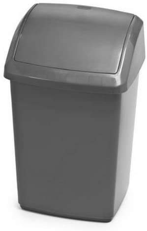 Whitefurze 2 X 10 Litre Plastic Swing Top Bin, Silver