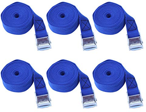 6 Stück Spanngurte Zurrgurt Mit Ratsche, Befestigungsriemen Fahrradträger, Schnellspanngurt Gepäckspanner Elastisch, Für Camping Outdoor Und Autotransport Usw (25mm*5m, Navy blau)