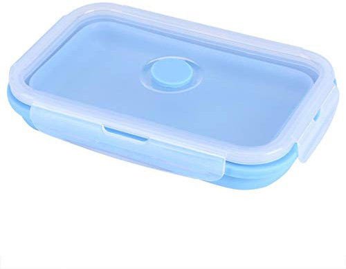 Nimomo Boîte à Lunch 800 ML en Silicone Pliable Portable boîte à Lunch Bol Pliant de Stockage des Aliments Containe(Bleu)