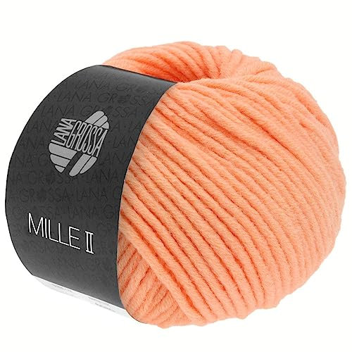 LANA GROSSA Mille II | Strapazierfähiges Mischgarn mit Merinowolle, waschmaschinenfest | Handstrickgarn aus 50% Schurwolle & 50% Acryl | 50g Wolle zum Stricken & Häkeln | 55m Garn FB142