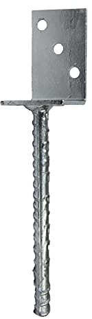 GeZu Impex® Pfostenträger L-Form 70 x 300 mm mit Steindolle zum einbetonieren, Pfostenhalter, Zaunträger