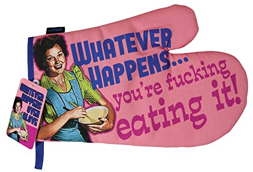Bomblighters Funny comedy Oven Glove - retro oven mitt kitchen gift present Whatever Happens, Multicolor, One Size