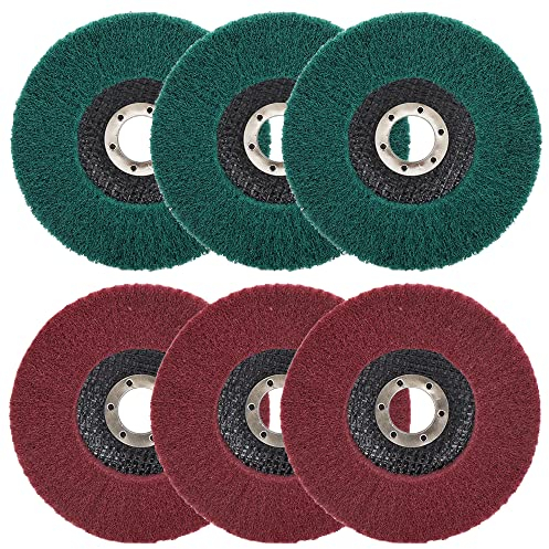 SI FANG 6 dischi abrasivi in fibra di nylon da 115 mm, mole abrasive, grana 120 e 320 assortite, set di mole abrasive in tessuto non tessuto, grana 120 e 320, 4,5 cm x 17,8 cm