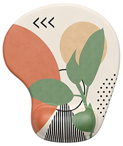 Hsurbtra Tapis de Souris, Ergonomique Tapis de Souris Gamer avec Repose Poignet en Gel, Portable, Parfait pour Ordinateur, Bureau, Travail, Fleur Verte