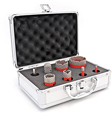 Set di Punte Diamantate 6/8/20/25/35/50mm Seghe a Tazza 20mm Fresa Diamantata Adattatore con Codolo Esagonale per Piastrelle Gres Porcellanato Ceramica Cemento