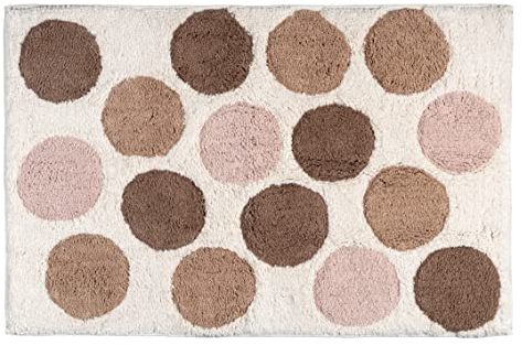 WENKO Badematte Tibet, Badteppich aus 100% zertifizierter Bio-Baumwolle mit großen Punkten, Unterseite rutschhemmend beschichtet, waschbar bis zu 40 °C, (B x T): 60 x 90 cm